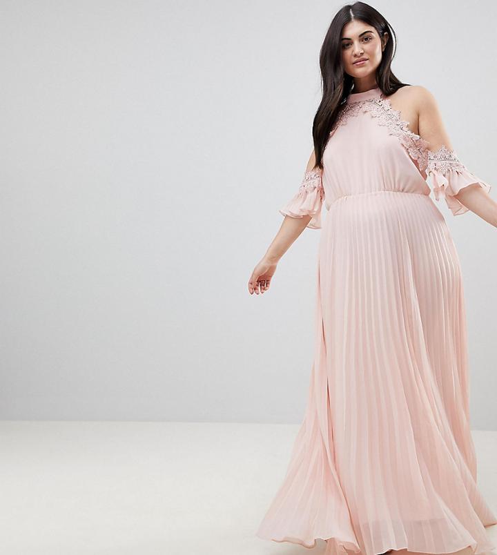 Truly You Plus Pleated Swing Dress With Cold Shoulder Detail - Orange