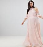 Truly You Plus Pleated Swing Dress With Cold Shoulder Detail - Orange