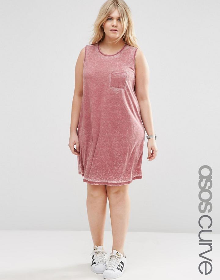 Asos Curve Trapeze Dress In Burnout Print - Oxbloood
