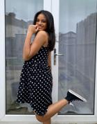 Asos Design Mini Sundress With Ruffle Detail In Polka Dot-black