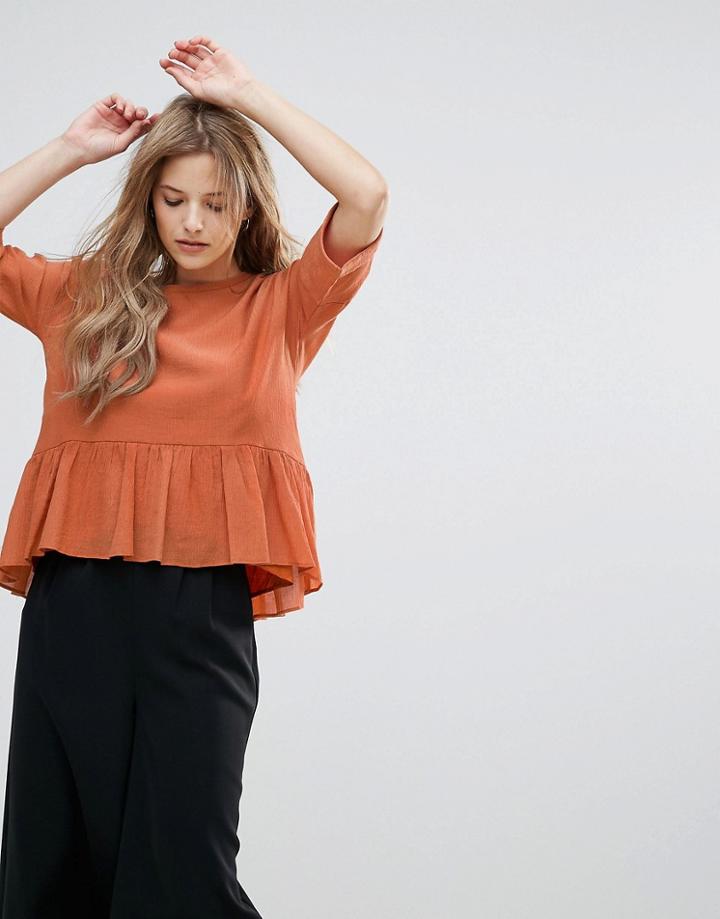 The English Factory Ruffle Hem Top - Orange