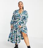Simply Be Tiered Smock Midi Dress In Floral Print-multi