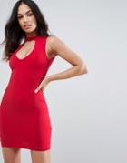 New Look Choker Bodycon Dress - Red