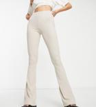 Topshop Tall Skinny Rib Flared Pants Stone-neutral