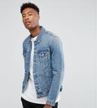 Asos Tall Denim Jacket In Light Wash - Blue