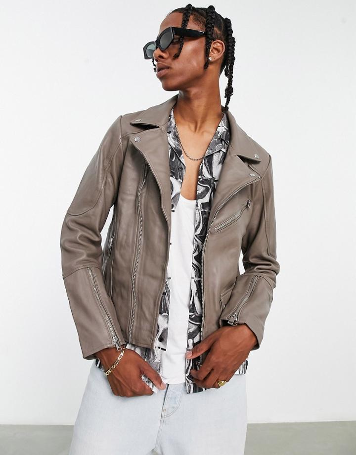 Bolongaro Trevor Leather Moto Jacket In Brown