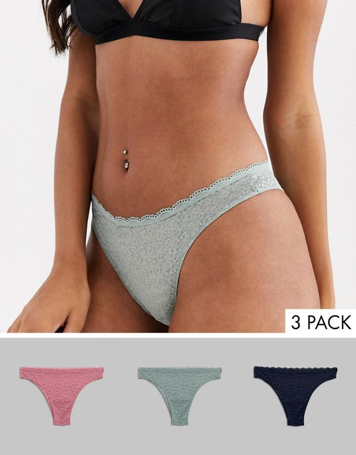 Women'secret 3 Pack Lace Animal Brazilian Knickers