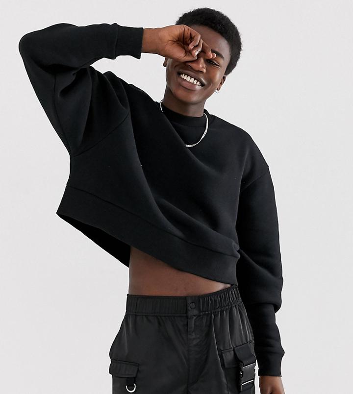 Collusion Cropped Sweatshirt In Black - Black