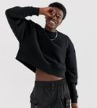 Collusion Cropped Sweatshirt In Black - Black