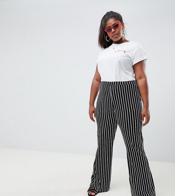 Asos Design Curve Kick Flare Leggings In Pinstripe - Multi