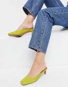 Asos Design Sunshine Leather Kitten Heels In Chartreuse-green