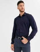 Harry Brown Pique Slim Fit Shirt-navy