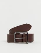 Asos Design Faux Leather Wide Belt In Burgundy With Gunmetal Buckle-red