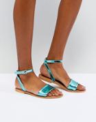 Asos Florence Leather Flat Sandals - Green
