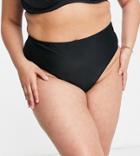 Wolf & Whistle Curve Exclusive High Waist Bikini Bottom In Black