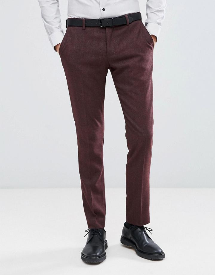Selected Homme Skinny Suit Pants In Twisted Yarn - Red