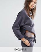 Bones Relaxed Boyfriend 3/4 Sleeve Sweat Sweater Co-ord - Mink
