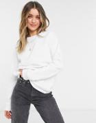 Sndys Luxe Fleece Crew Neck Sweater In White