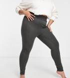 Simply Be Ribbed Leggings In Charcoal-gray