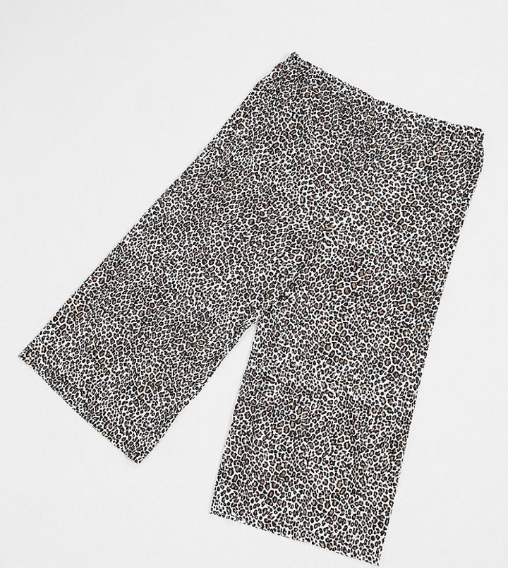 Asos Design Curve Plisse Culotte In Mono Animal Print-multi