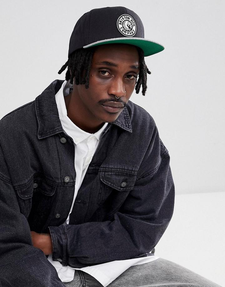 Brixton Rival Snapback Cap In Black - Black