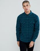 Another Influence Flannel Check Shirt With Twin Pocket-navy