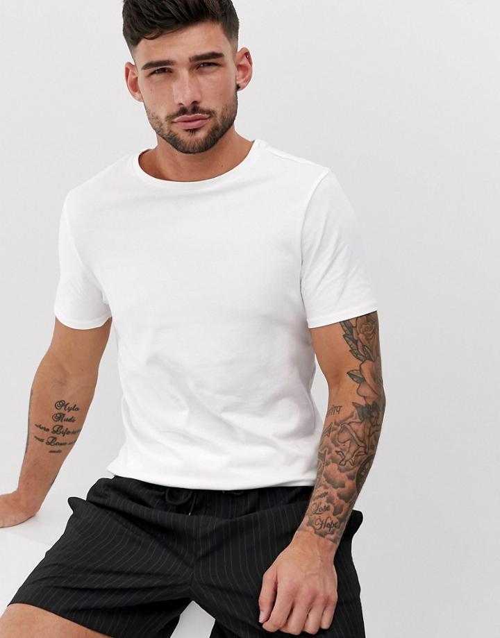 River Island Muscle Fit Crew Neck T-shirt In White