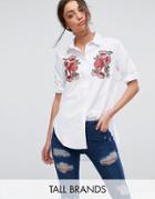 Parisian Tall Floral Embroidered Shirt - White