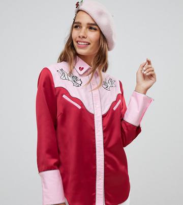 Cli Cli By Clio Peppiatt Western Shirt With Embroidery - Red