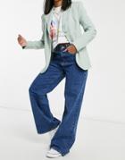 Cotton: On Long Wide Leg Dad Jeans In Mid Wash-blues