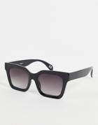 Asos Design Recycled Bevel Square Sunglasses In Shiny Black