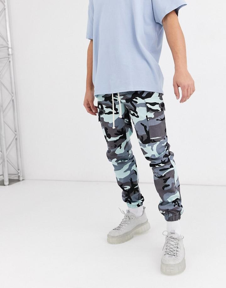 Sixth June Cargo Pants In Blue Camo