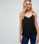 Asos Design Tall Swing Cami With Double Layer - Black