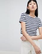Asos Design Crop T-shirt In Stripe - Multi