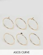 Asos Curve Minimal Sleek Ring Pack - Gold