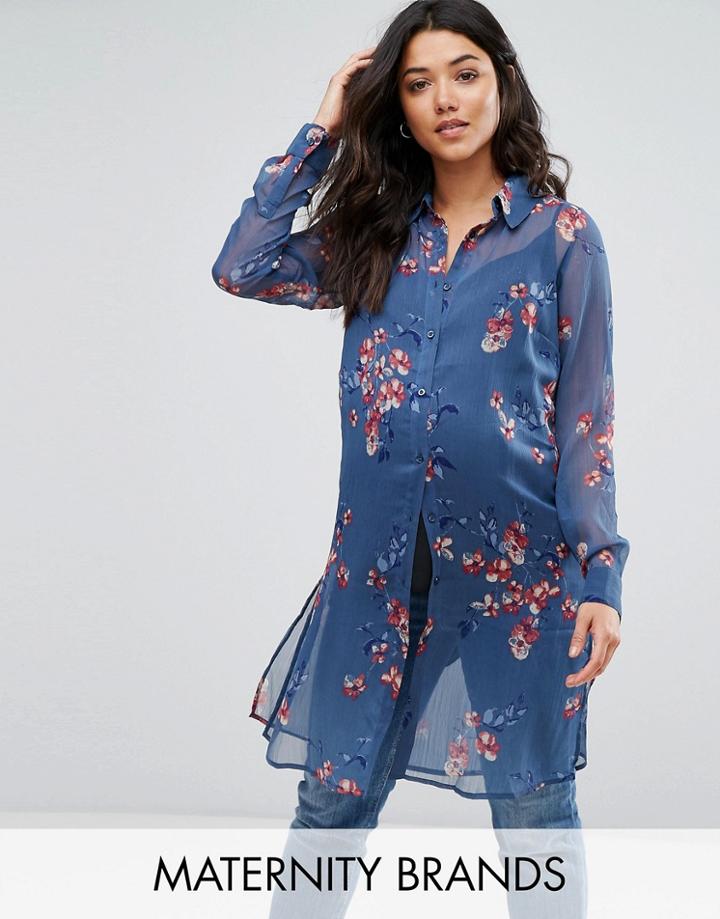 Mamalicoius Printed Woven Longline Shirt - Multi