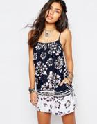 Band Of Gypsies Cami Dress In Faded Rose Print - Multi