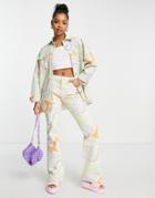 Asos Design Flare Jean In Pastel Swirl Print - Multi - Multi - Part Of A Set