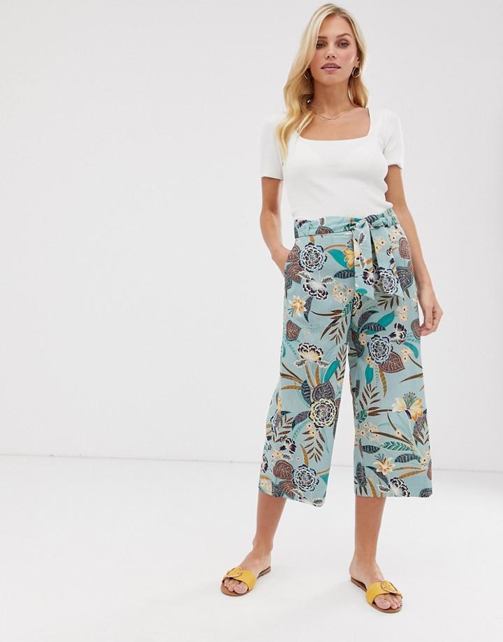 Esprit Tropical Pint Wide Leg Culotte Pants-multi