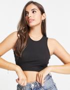 Monki Jamie Ribbed Racer Tank In Black