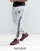 Hype Skinny Joggers In Gray With Bandana Print Panels - Gray