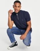 Pretty Green Cord Half Zip Polo In Navy