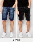 Bellfield Denim Shorts Multi Pack Save 20%