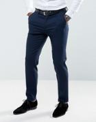 Asos Wedding Skinny Suit Pant In Woven Texture In Navy - Navy
