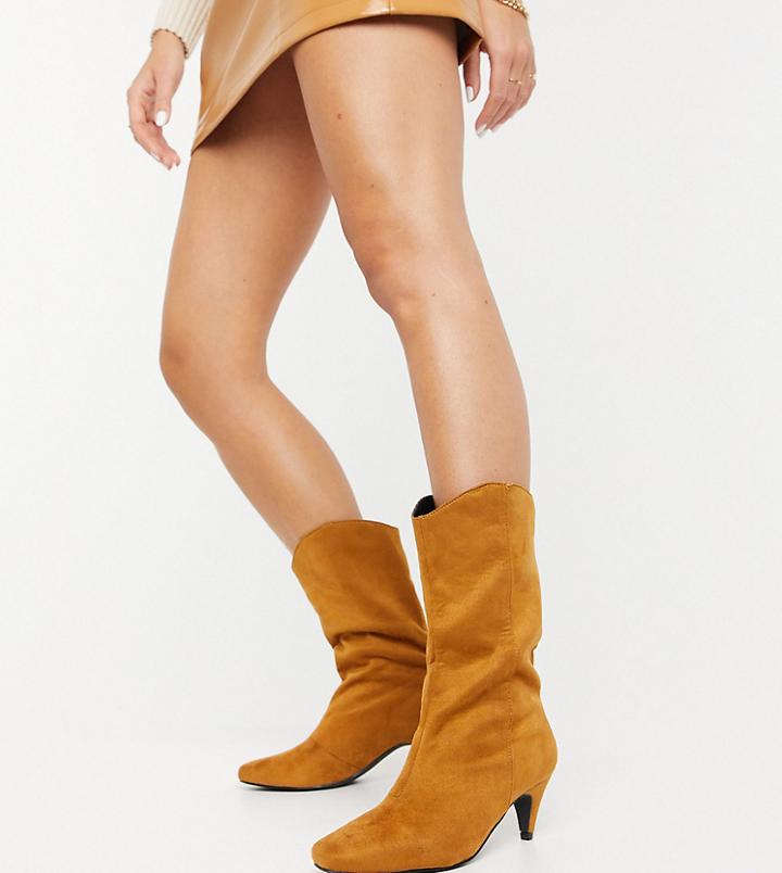 Z Code Z Exclusive Trina Vegan-friendly Pull-on Calf Boots In Tan-brown