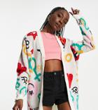 Asos Design Tall Oversized Cardigan With Graffiti Pattern-multi