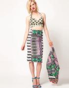 Asos Africa Pencil Skirt In Block Print - Multi