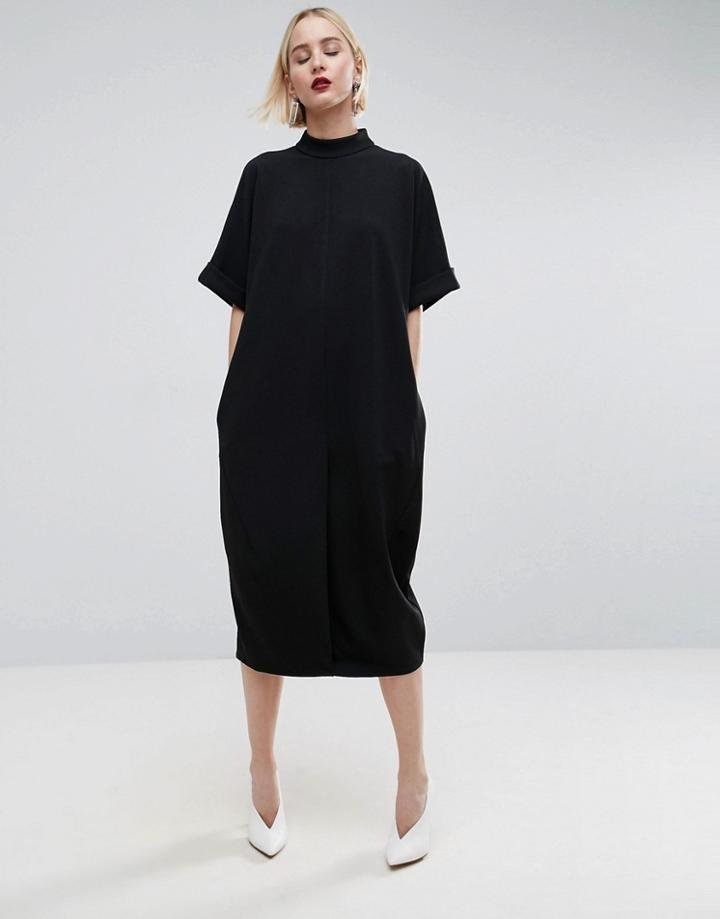 Asos White Ovoid Midi Dress - Black