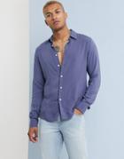 Asos Design Regular Fit Viscose Shirt In Dusty Blue - Blue