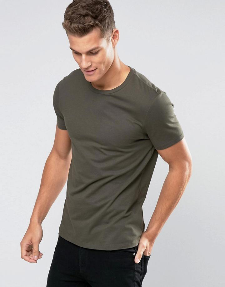 Asos Muscle T-shirt In Khaki Green - Green